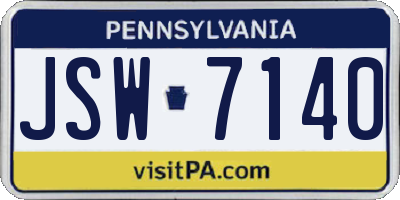 PA license plate JSW7140