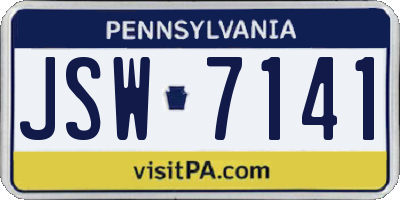 PA license plate JSW7141
