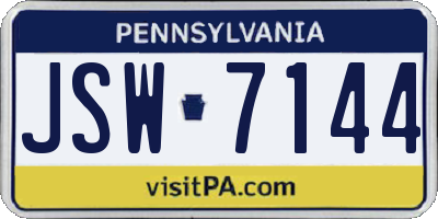 PA license plate JSW7144