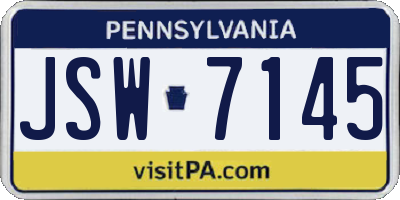 PA license plate JSW7145