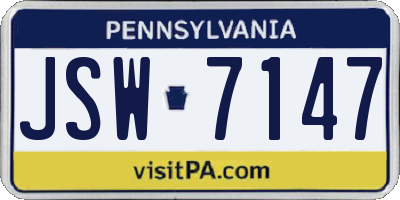PA license plate JSW7147