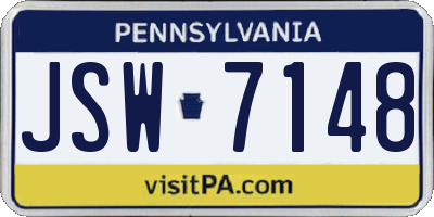 PA license plate JSW7148