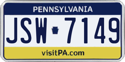 PA license plate JSW7149