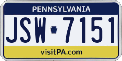 PA license plate JSW7151