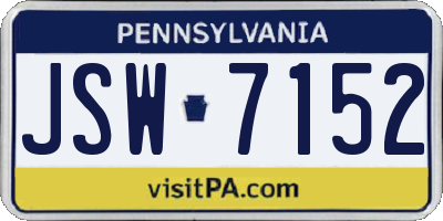 PA license plate JSW7152