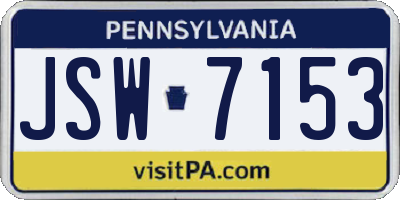 PA license plate JSW7153