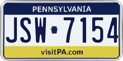 PA license plate JSW7154