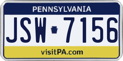 PA license plate JSW7156