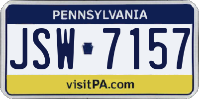 PA license plate JSW7157