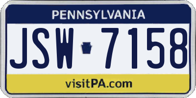 PA license plate JSW7158