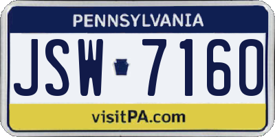 PA license plate JSW7160