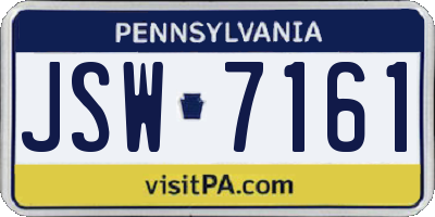 PA license plate JSW7161