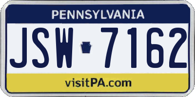 PA license plate JSW7162
