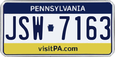 PA license plate JSW7163
