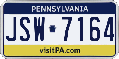 PA license plate JSW7164