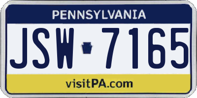 PA license plate JSW7165