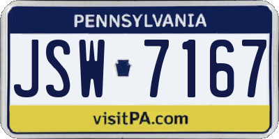 PA license plate JSW7167