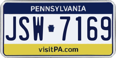 PA license plate JSW7169