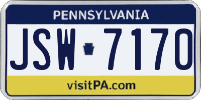 PA license plate JSW7170