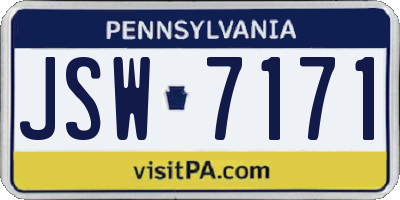 PA license plate JSW7171
