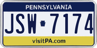 PA license plate JSW7174
