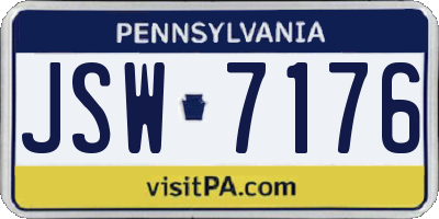 PA license plate JSW7176