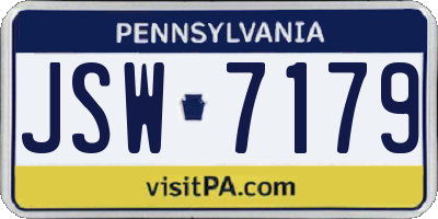 PA license plate JSW7179