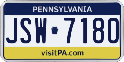 PA license plate JSW7180