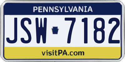 PA license plate JSW7182