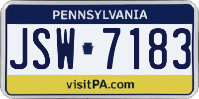 PA license plate JSW7183