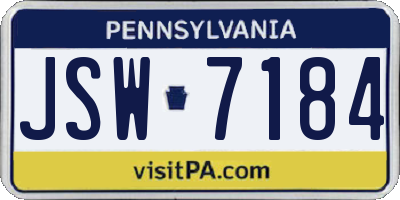 PA license plate JSW7184