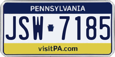 PA license plate JSW7185