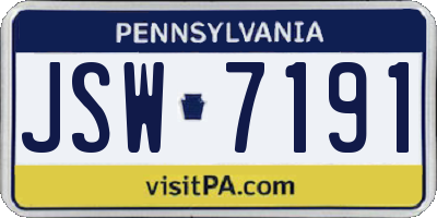 PA license plate JSW7191