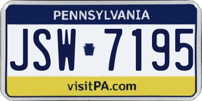PA license plate JSW7195