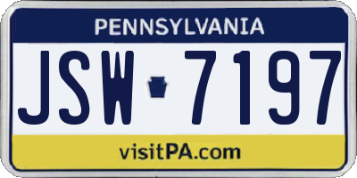 PA license plate JSW7197