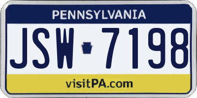 PA license plate JSW7198