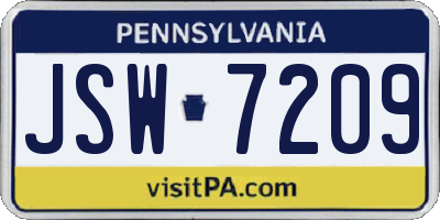 PA license plate JSW7209