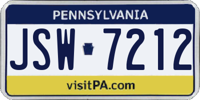 PA license plate JSW7212