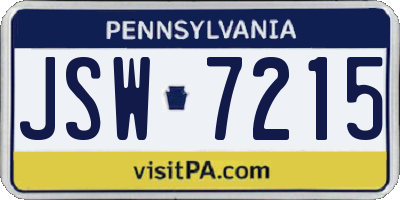 PA license plate JSW7215