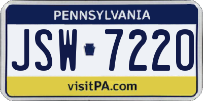 PA license plate JSW7220