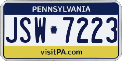 PA license plate JSW7223