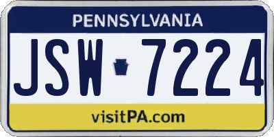 PA license plate JSW7224