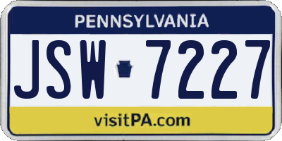 PA license plate JSW7227