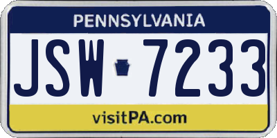 PA license plate JSW7233