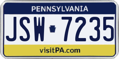 PA license plate JSW7235