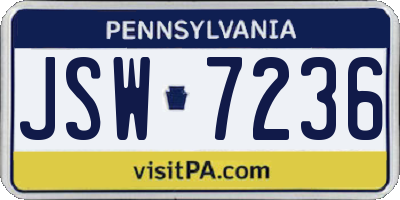 PA license plate JSW7236