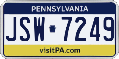 PA license plate JSW7249