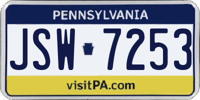 PA license plate JSW7253