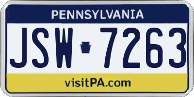 PA license plate JSW7263