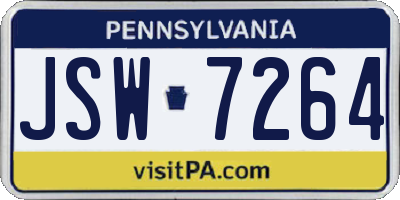 PA license plate JSW7264